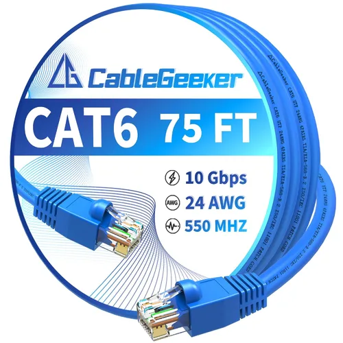 Miniatura 18 de Cable Ethernet Cat 6 de 100 pies, para interiores y exteriores, red de Internet de alta velocidad de 10 Gbps, cable de conexión Ethernet plano