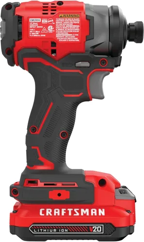 Miniatura 13 de CRAFTSMAN Kit de destornillador de impacto inalámbrico V20, 1/4 de pulgada, batería y cargador incluidos (CMCF810C1)