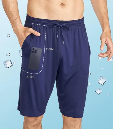 Miniatura 3 de DAVID ARCHY - Pantalones cortos de pijama para hombre de bambú y rayón, cómodos, transpirables, con bolsillos, para dormir, pack de 2