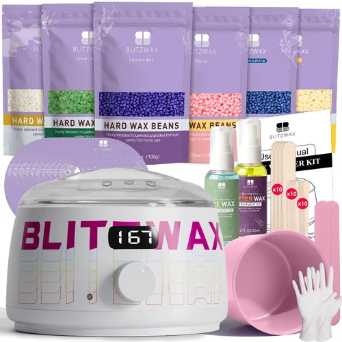Miniatura 11 de BLITZWAX Kit de depilación brasileña y bikini para mujer, calentador de cera dura para cara, piernas y cuerpo, kit de depilación en casa, apto