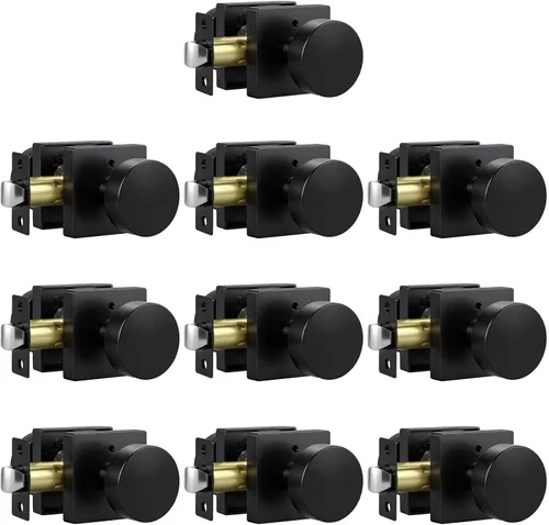 Miniatura 15 de Knobonly Paquete de 6 pomos de puerta negros para dormitorio y baño, pomos de puerta de privacidad interiores con cerradura, pomos de puerta