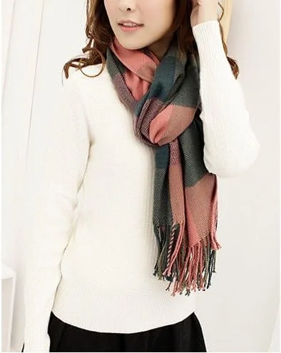 Miniatura 4 de Wander Agio bufanda larga y a la moda para mujer, diseño a cuadros, cálida, chal para invierno