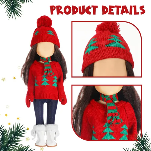 Miniatura 5 de Bencailor Conjunto de 6 piezas de ropa y accesorios de invierno de 18 pulgadas para muñecas de invierno, suéteres, pantalones, sombreros, zapatos
