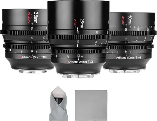 7artisans Lente Cine APS-C de gran apertura T1.05 de 0.984 in/1.378 in/1.969 in compatible con montura Micro 4/3