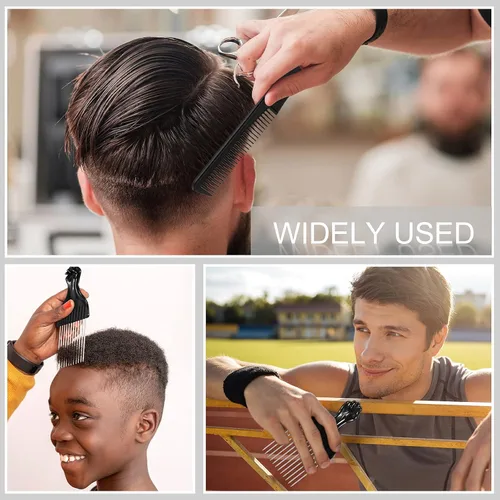 Miniatura 6 de 3 piezas de púas de pelo de metal para mujer, peinetas de salón de elevación de espalda con peine de acero inoxidable para mujeres y hombres (negro)