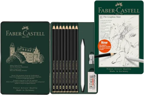 Miniatura 10 de Faber-Castell Pitt - Juego de lápices mate de grafito, lata de metal de 6 lápices de grafito, juego de lápices de dibujo y dibujo