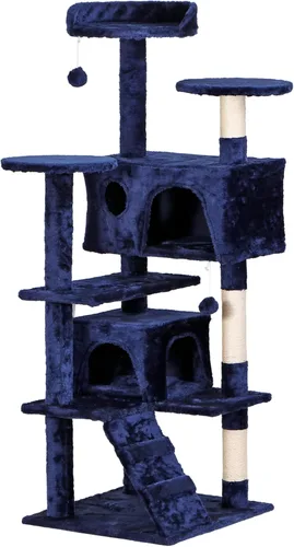 Miniatura 12 de ZENY - Árbol para gatos 53‘‘ , con postes de sisal y 2 habitaciones de peluche, muebles para gatos Marrón