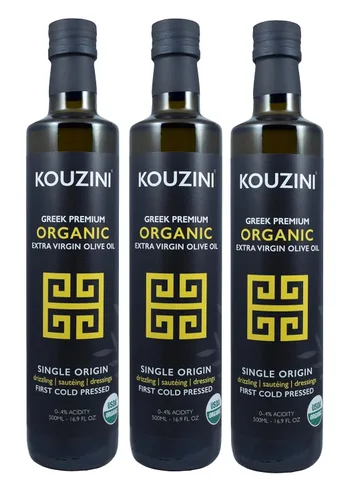 Miniatura 9 de Kouzini Aceite de oliva virgen extra griego Primero prensado en frío Cosecha actual de 1 litro (34 fl oz) Ganador del premio NYIOOC Origen