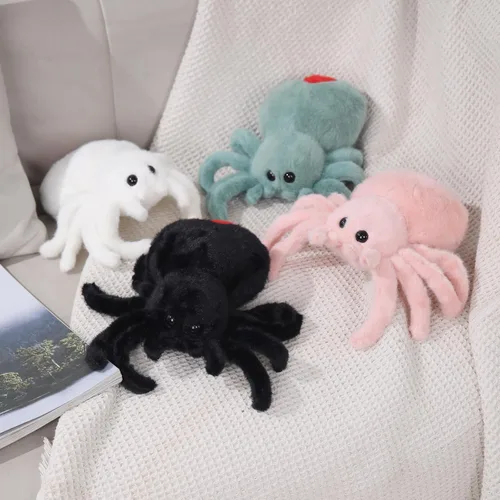 Miniatura 3 de Peluche de araña de Halloween, juguete de peluche de araña, lindo peluche de arañas, juguete de arañas saltadoras abrazable de 9.8 pulgadas, Blanco