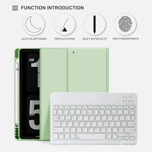 Miniatura 5 de aoub Funda para iPad de 9ª/8ª/7ª Generación de 10.2 pulgadas, Funda con Soporte Folio Desmontable Cubierta de Teclado Inalámbrico Bluetooth Funda