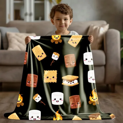 Miniatura 3 de Linda manta de S'Mores ligera de felpa mullida súper suave, manta de franela de forro polar para decoración del hogar, regalos para cama, sofá, sala