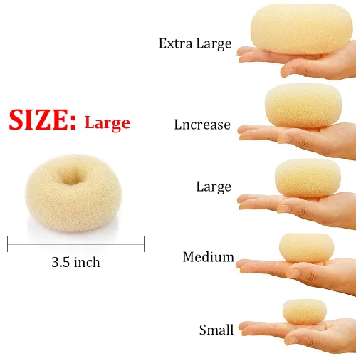 Miniatura 2 de NICEMOVIC Moldeador de donas para el cabello, tamaño grande, 2 piezas de pelo de moño grande para cabello grueso y largo (beige, 3.5 pulgadas)