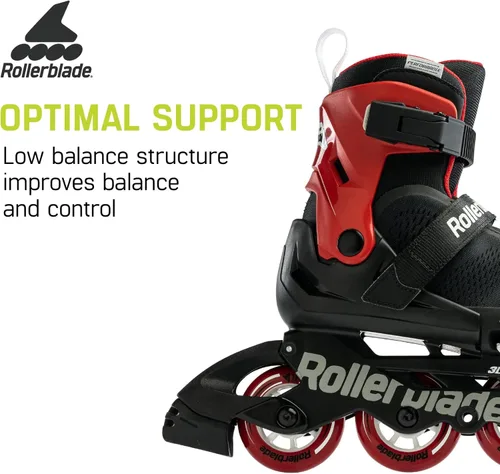 Miniatura 6 de Rollerblade Microblade Free 3WD - Patines en línea ajustables para niños, color negro y rojo, patines en línea de alto rendimiento