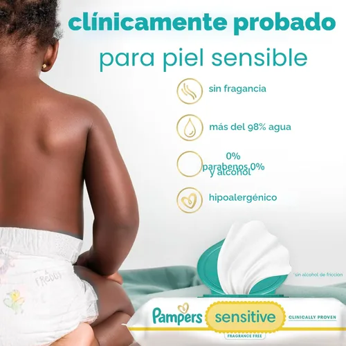 Miniatura 4 de Pampers Toallitas para bebés sensibles, a base de agua, hipoalergénicas y sin perfume, 504 en total (6 paquetes abatibles)