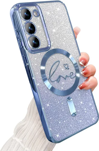 Miniatura 284 de ZONRW - Funda para Samsung Galaxy S22 Ultra magnética, para mujeres y niñas, cubierta trasera suave, lujosa, con corazón de amor, bling, degradado