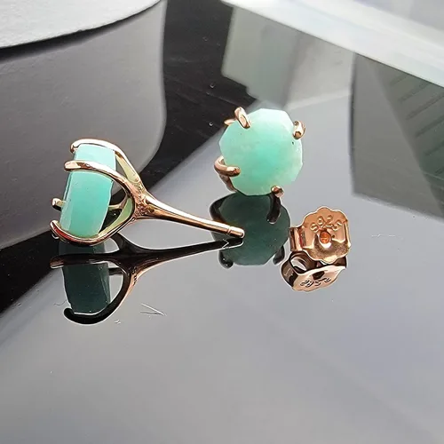 Miniatura 13 de Aretes de piedra preciosa natural en bruto con oro rosa sobre plata de ley 925, 6 a 0.276 in, regalo de piedra de nacimiento de calidad genuina