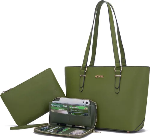 Miniatura 28 de Qiyuer - Juego de carteras y bolsos para mujer, bolso de trabajo, bolso de mano, bolso de hombro con asa superior, bolso con cartera a juego