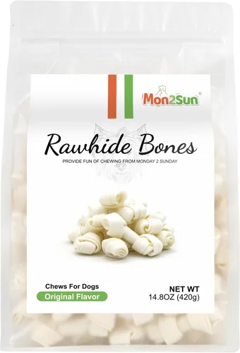 Miniatura 9 de MON2SUN Huesos de nudo de cuero crudo para perros, mini huesos masticables de cuero crudo natural de 2.5 pulgadas, 60 unidades para cachorros