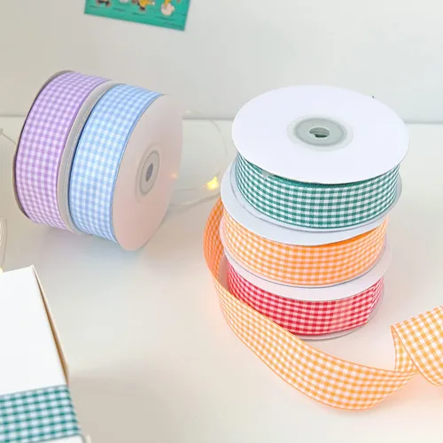 Miniatura 9 de VIVIQUEN Cinta Gingham a Cuadros Cinta a Cuadros de 1 Pulgada de Ancho Cinta de Tafetán a Cuadros 25 Yardas de Largo 100% Poliéster Borde Tejido