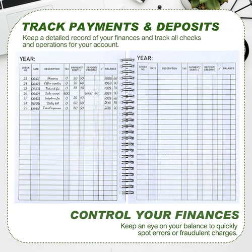 Miniatura 4 de 4 cuadernos de contabilidad para cuentas de gastos, encuadernado en espiral, registro de cheques para pequeñas empresas, 200 hojas en total