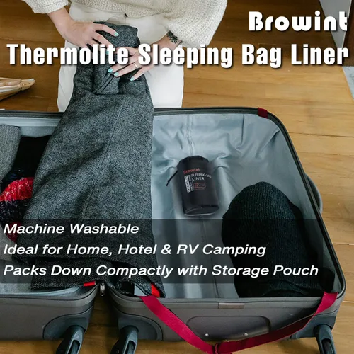 Miniatura 6 de BROWINT Forro 100% Thermolite para saco de dormir con 2 cremalleras, momia con capucha y rectangular para campamento; saco de dormir para adultos