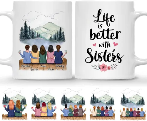 Miniatura 28 de Gossby Taza de café personalizada para hermana, regalo personalizado para hermana con diseño, nombre, perfecta para cumpleaños, Navidad, regalos