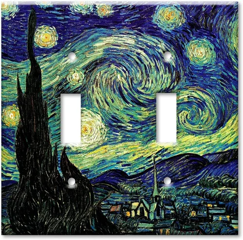Miniatura 9 de Art Plates - Van Gogh: Placa de interruptor de noche estrellada - Palanca simple Single Toggle