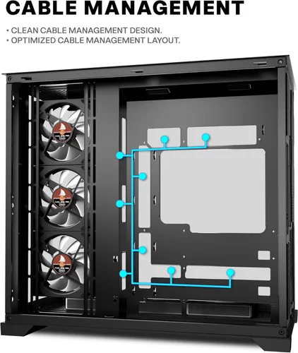 Miniatura 13 de PC CASE 9 PWM ARGB Ventiladores preinstalados, funda de PC para juegos de media torre, carcasa panorámica de vidrio templado para computadora