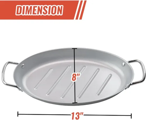 Miniatura 2 de Sartén para barbacoa al aire libre – 11" x 15" Topper con asas, bandejas para asar a la parrilla, bandeja de barbacoa