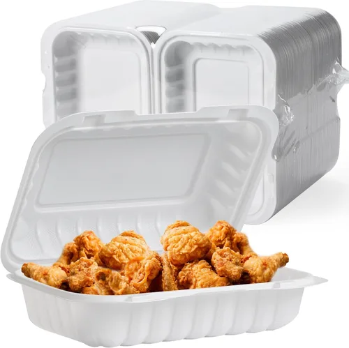 Miniatura 11 de Contenedores de Alimentos de 8" 34 oz Paquete de 55 - Plástico PP Relleno de Minerales 3 Compartimentos Envuelto en Plástico Retráctil Grado