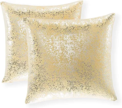 Miniatura 58 de Xinrjojo Juego de 2 almohadas brillantes en negro y dorado, almohadas suaves y brillantes decorativas, juego de fundas de almohada cuadradas negras