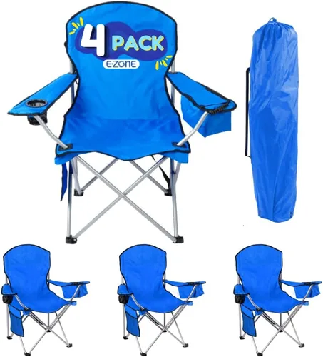 Miniatura 9 de EZONE Paquete de 2 sillas de campamento con enfriador de hielo integrado, silla portátil, bolsillo de almacenamiento, portavasos y bolsa