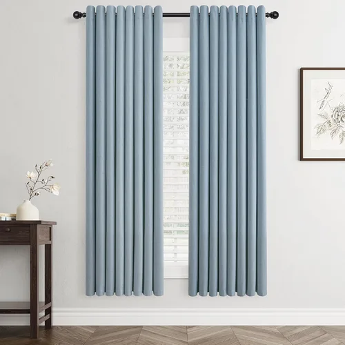 Miniatura 79 de Cream Linen Blackout Curtains 90 Length 2 Panels Set for Living Room Bedroom, 100% Black Out Thermal Insulated Linen Drapes, Room Darkening Grommet