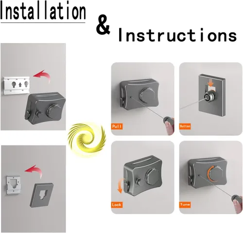 Miniatura 5 de Línea de ropa retráctil que retrae al aire libre interior,Anti Flacidez Impermeable Bloqueo Mejora Gris W-anti Sag-gris