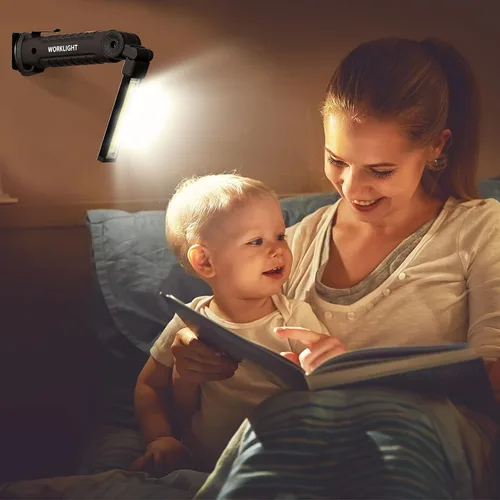 Miniatura 6 de Honoson - Juego de 4 luces de trabajo LED Honoson recargables con base magnética, gancho para colgar y rotación de 360°, 5 modos de linterna LED