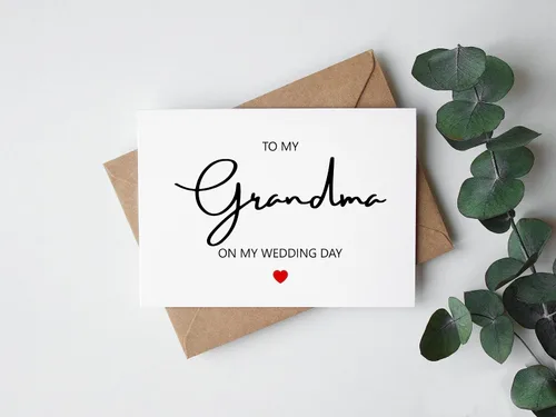 Miniatura 2 de Tarjeta de felicitación de boda con texto en inglés "To My Grandma On My Wedding Day" (To My Grandma On My Wedding Day) - Tarjeta de felicitación