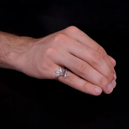 Miniatura 6 de Anillo de ala de dragón, anillo de cola de dragón, anillo de ala de cola de dragón de plata de ley, anillo de plata de dragón envuelto, anillo
