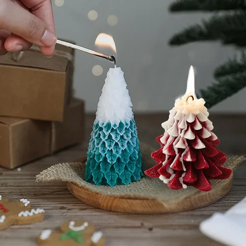 Miniatura 4 de 4 piezas moldes de silicona para árbol de Navidad, moldes de velas 3D para hacer velas, molde de resina epoxi de silicona en forma de árbol, molde