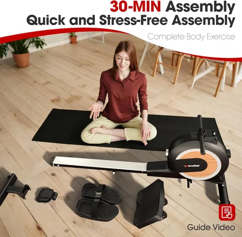 Miniatura 6 de Wenoker Rowing Machine for Home, Magnetic Rower Machine, 350 LB Weight Capacity, 16-Level Silent Resistance Row Machine for Gym Exercise Full-Body