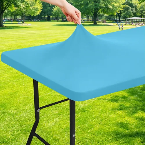 Miniatura 45 de Moosfor Mantel rectangular de elastano de 4 pies, manteles elásticos ajustables para pícnic, funda elástica y lavable para mesa de patio para Azul