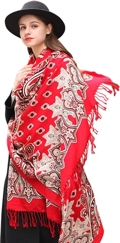 Miniatura 61 de DANA XU Manta de pashmina extragrande 100% de lana merina, bufanda de viaje, bufanda de cachemira para mujer, otoño e invierno, chal de gran