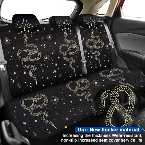 Miniatura 6 de Juego completo de 10 fundas de asiento de automóvil con estrella de luna, accesorios de automóvil para mujer, funda de asiento delantero, funda