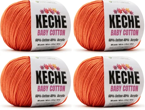 Miniatura 97 de Keche Hilo de algodón, 60% algodón, 40% hilo acrílico, hilo de algodón suave para crochet y tejer, hilo amigurumi, 1 madeja/bola, 1.76 onzas (50g)