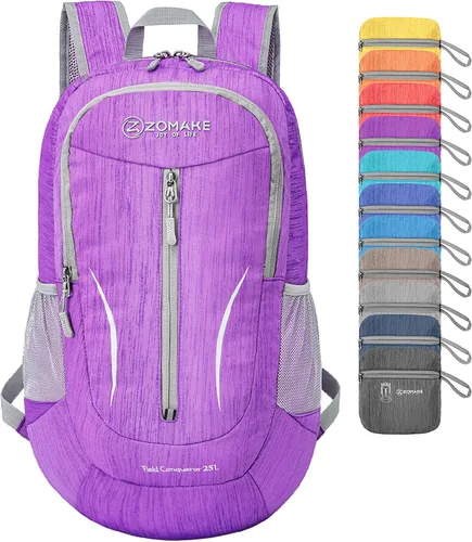 Miniatura 16 de ZOMAKE Mochila plegable ultraligera de 25 litros, mochilas de senderismo plegables resistentes al agua, mochila plegable pequeña para viajes