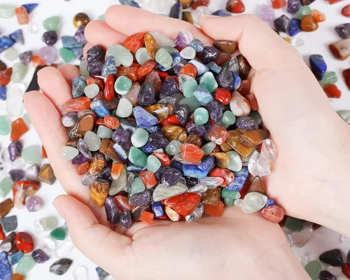 Miniatura 13 de Grava de cristal de cuarzo rosa, piedras trituradas, piedras curativas a granel, piedras naturales pulidas, decoración del hogar, guijarros pequeños