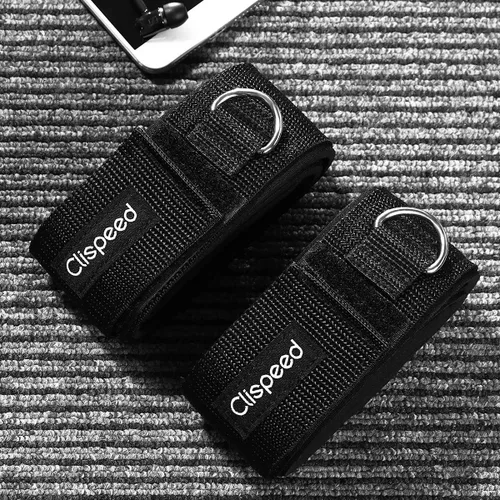 Miniatura 7 de CLISPEED 2 correas acolchadas para muslos de fitness, con anillo en D, puños para piernas para gimnasio, máquinas de cable, correas de muslo
