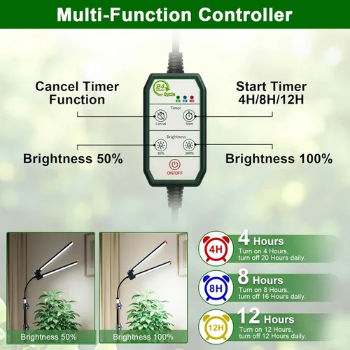 Miniatura 4 de YEOLEH Lámpara de pie para plantas grandes y altas en interiores, luz blanca de 6000 K de espectro completo con LED rojo y azul, tira de luz
