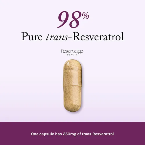 Miniatura 3 de Reserveage Beauty Resveratrol 250 mg - Mejor Trans-Resveratrol - Suplemento antioxidante vegano para la salud celular y cardíaca - Ayuda al