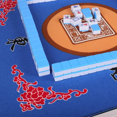 Miniatura 5 de Alfombrilla de Mahjong con 3 dados y bolsa de transporte, alfombrilla de mesa antideslizante y de reducción de ruido para juegos de póker, cartas