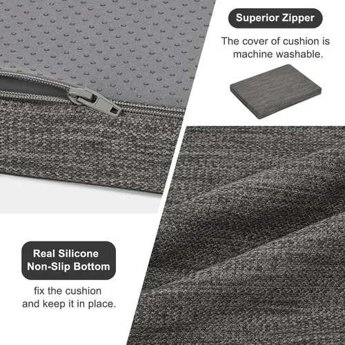 Miniatura 14 de baibu Cojines rectangulares de espuma viscoelástica, de doble capa, antideslizantes para sillas de comedor, cojines para taburete de banco de cocina